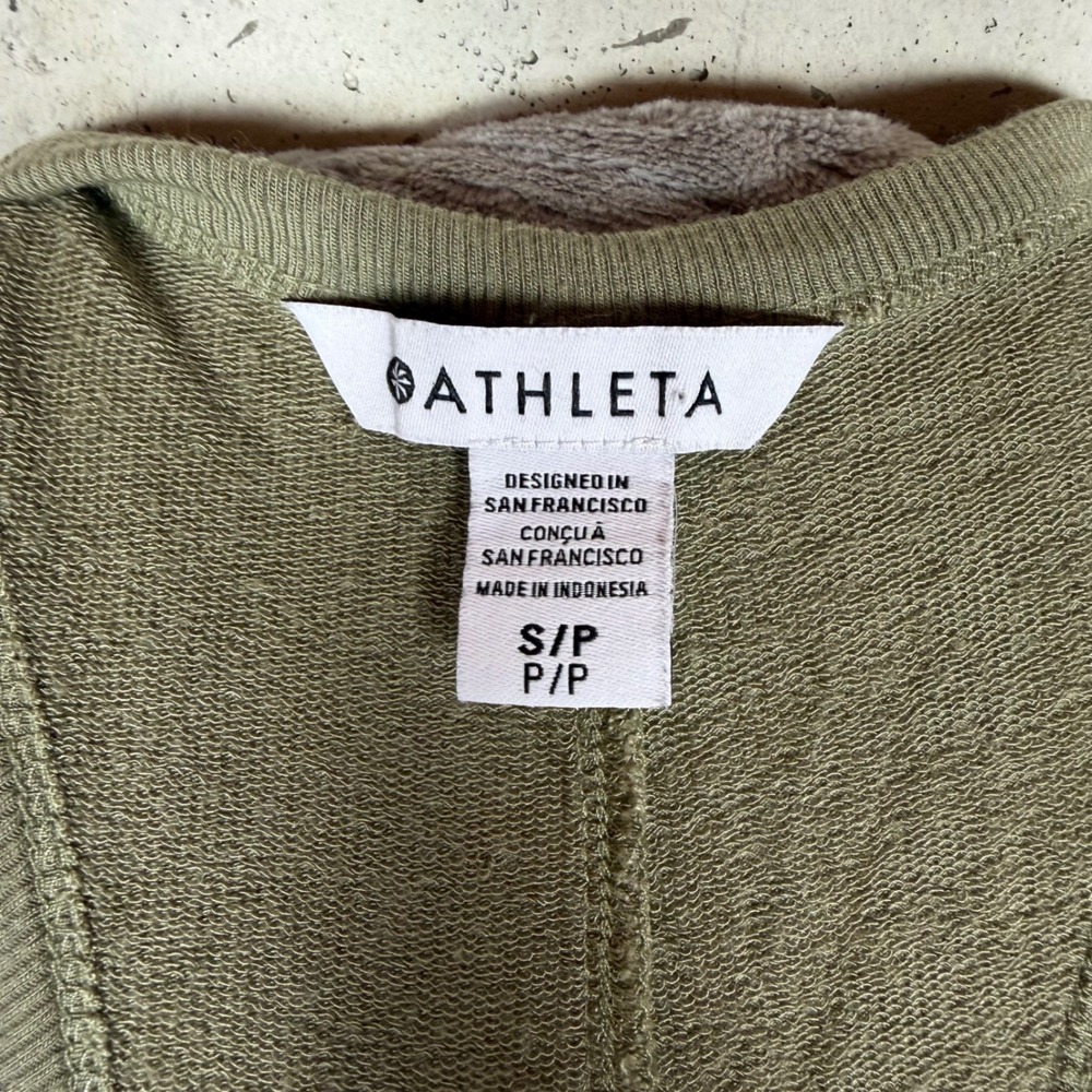 Athleta Womens Small Olive Green Racerback Knit Wide Leg Jumpsuit Loungewear - Picture 3 of 7